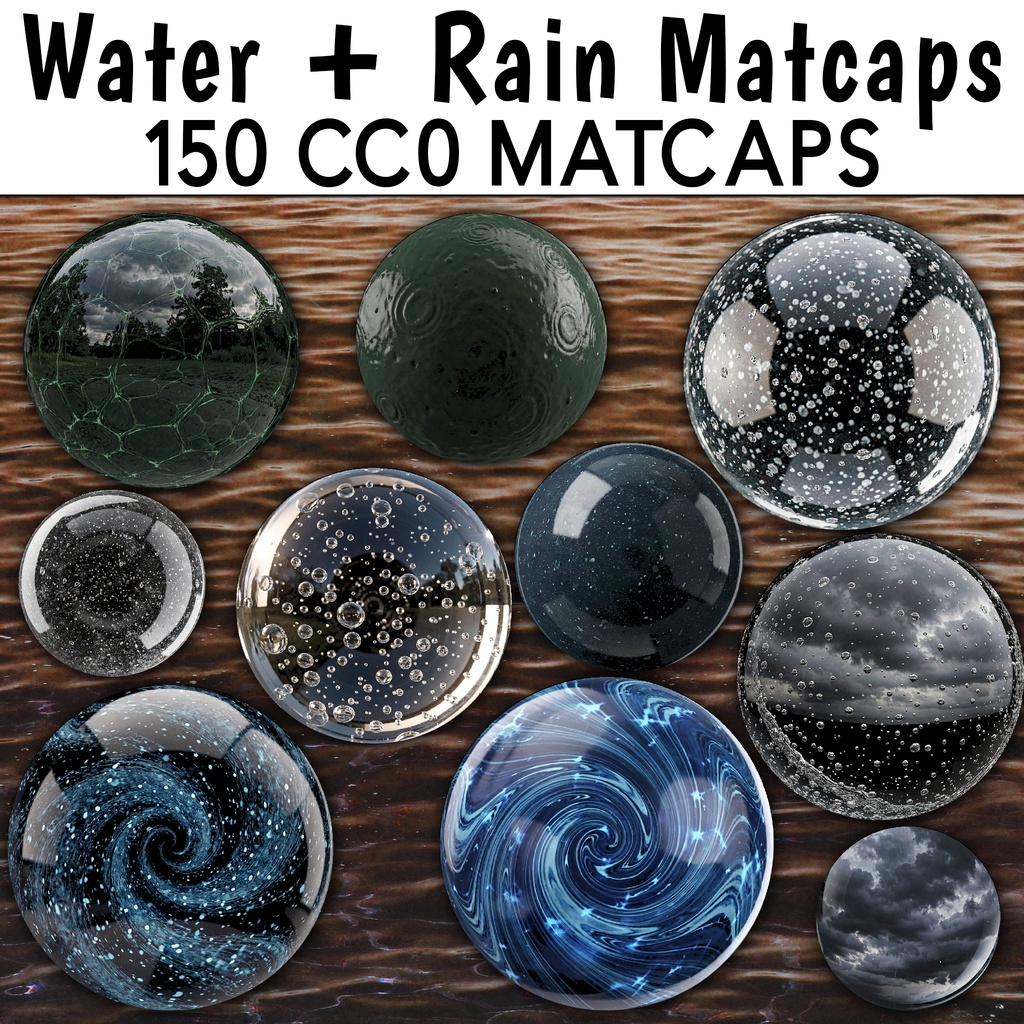150 Water + Rain Matcaps 🩶 CC0 商用利用可 🩶 Pixel Place 🩶