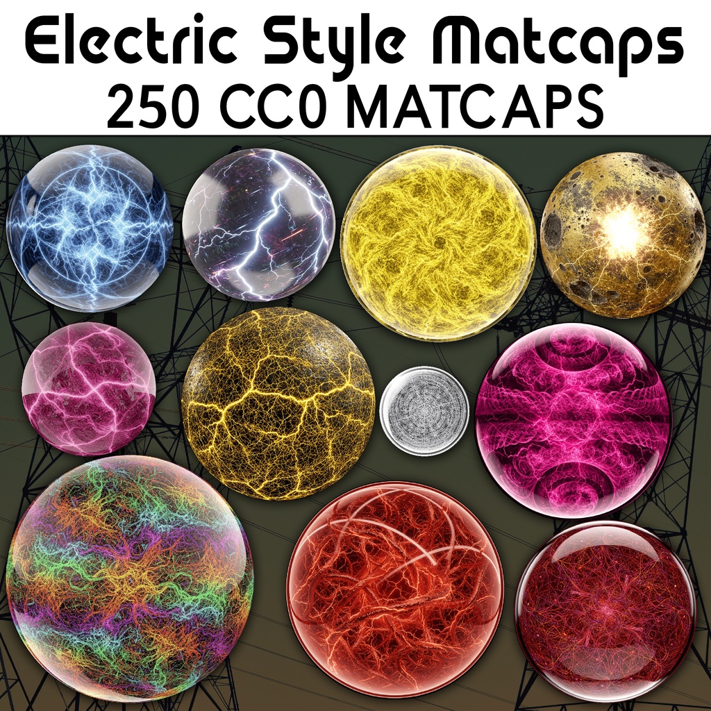 250+ Electric Style Matcaps 💛 CC0 商用利用可 💛 Pixel Place 💛