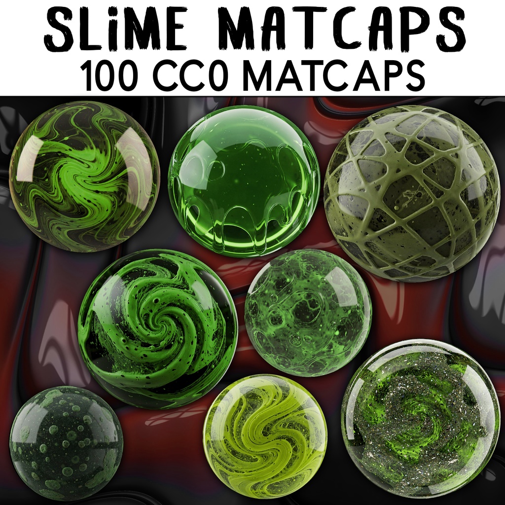 100 Slime Matcaps ๐ CC0 ๅ็จๅฉ็จๅฏ ๐ Pixel Place ๐