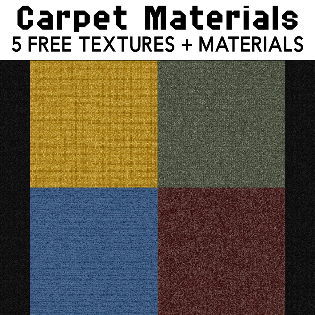 [無料] 5 Carpet Textures + Materials 💗 CC0 商用利用可 💗 Pixel Place 💗