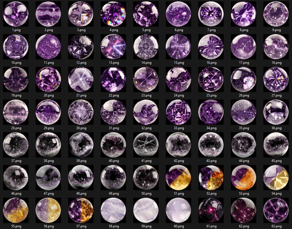100 Amethyst Matcaps 💜 CC0 商用利用可 💜 Pixel Place 💜