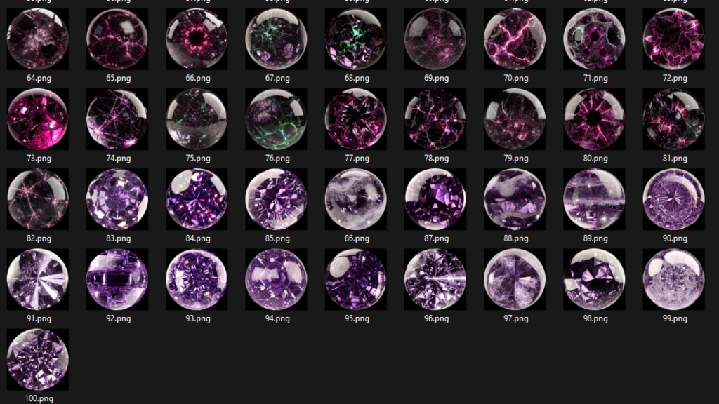 100 Amethyst Matcaps 💜 CC0 商用利用可 💜 Pixel Place 💜