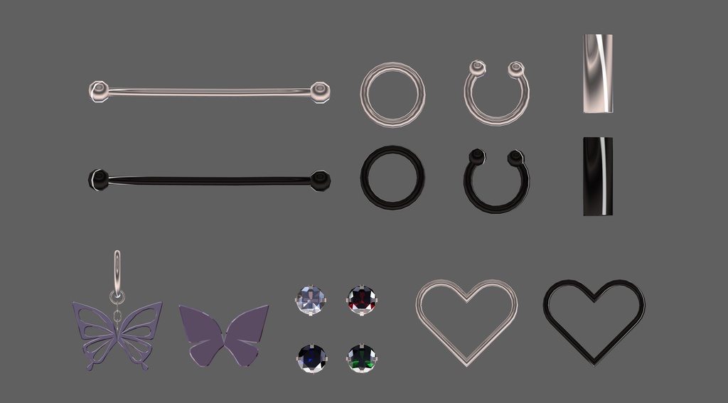 【無料】ピアスセット【3Dモデル】