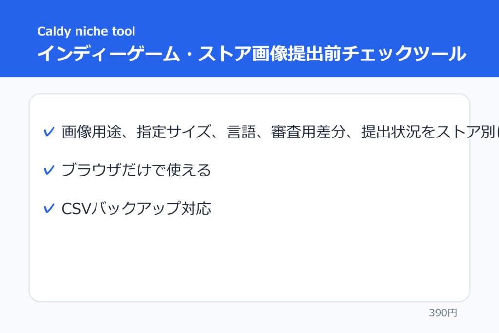 インディーゲーム・ストア画像提出前チェックツール