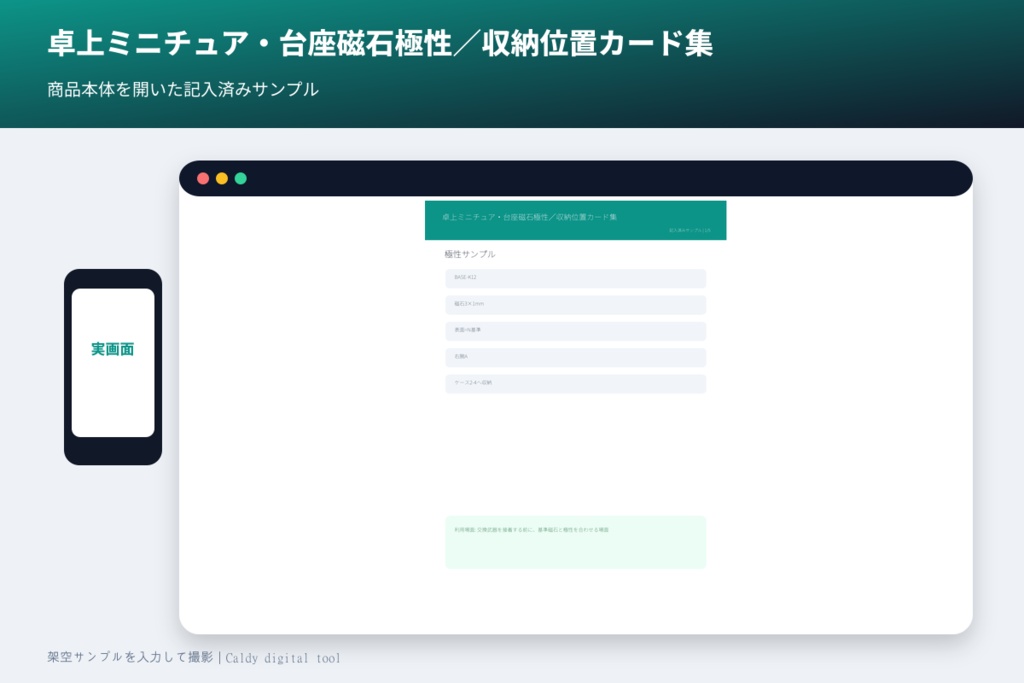 卓上ミニチュア・台座磁石極性／収納位置カード集