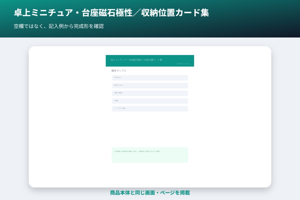 卓上ミニチュア・台座磁石極性/収納位置カード集