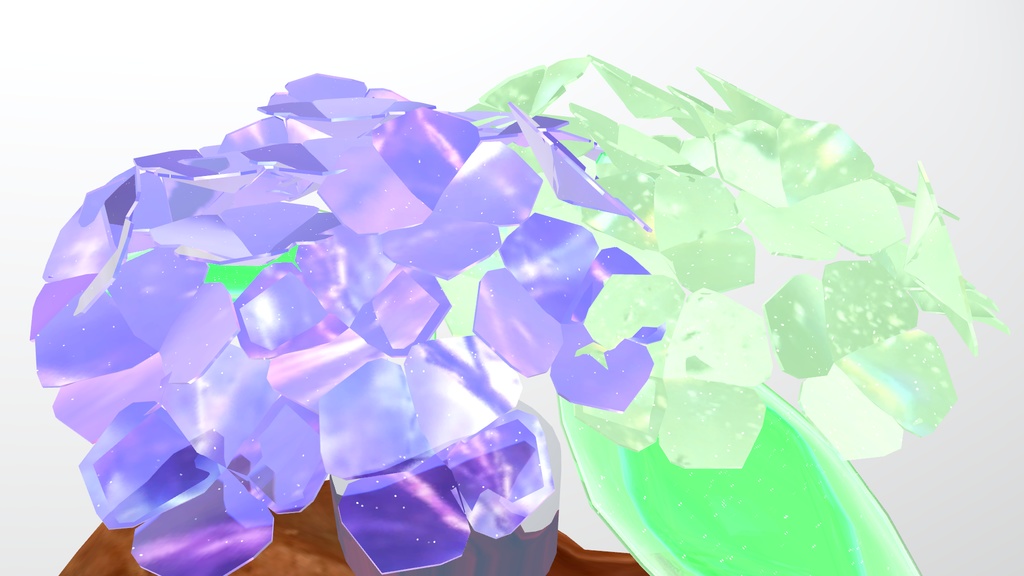 【VRChat想定】流木の花瓶と鉱物あじさい