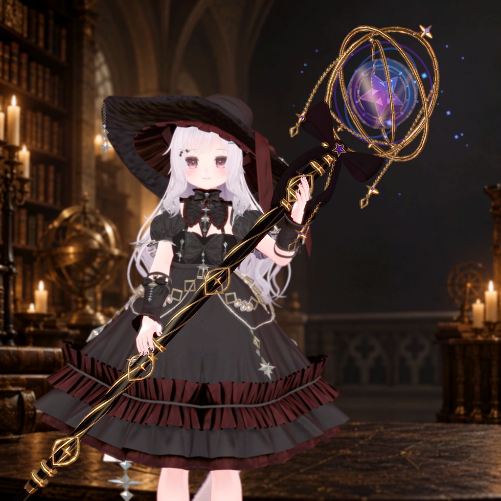 【エフェクト・ギミック付き】AstralVeil Wand【VRChat想定/3Dモデル 杖】