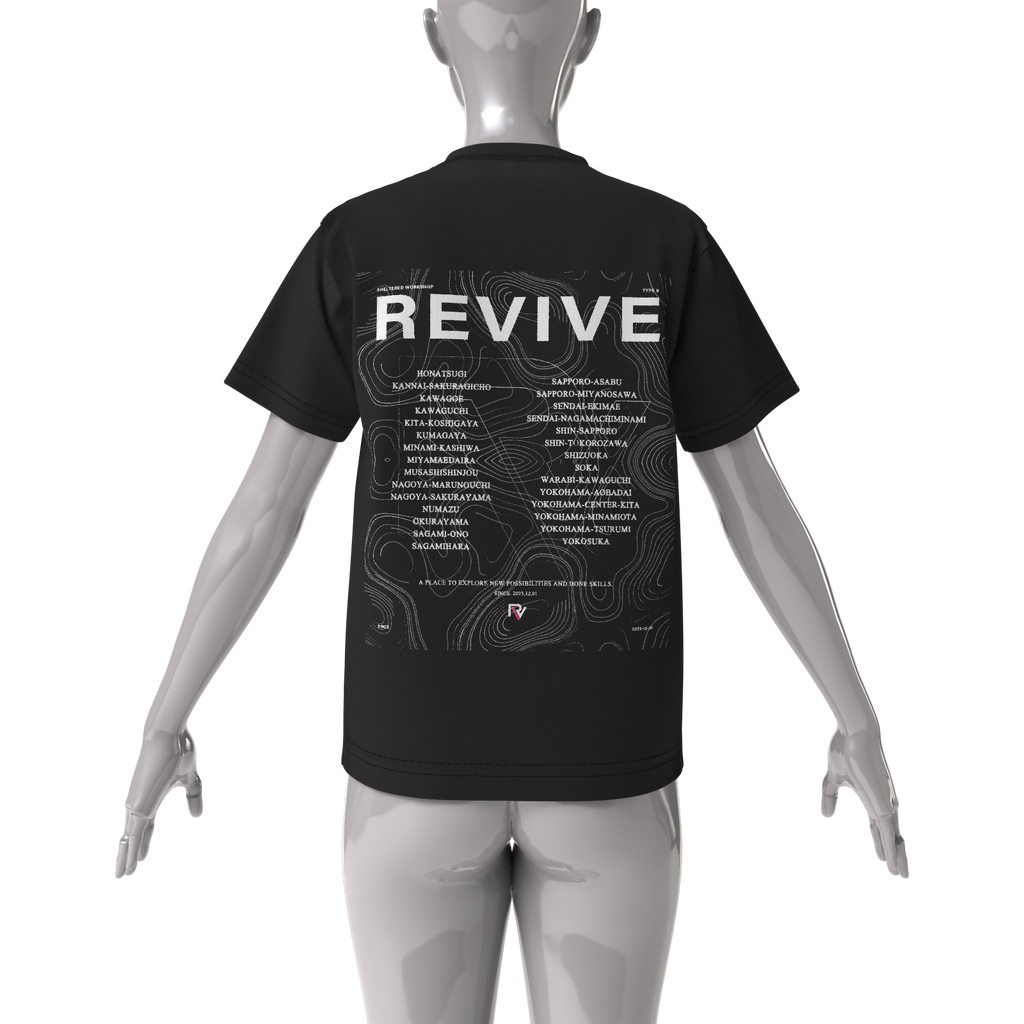 Rev.ちゃん サイバーパンクver.2 ブラック ビッグシルエットTシャツ(両面印刷)