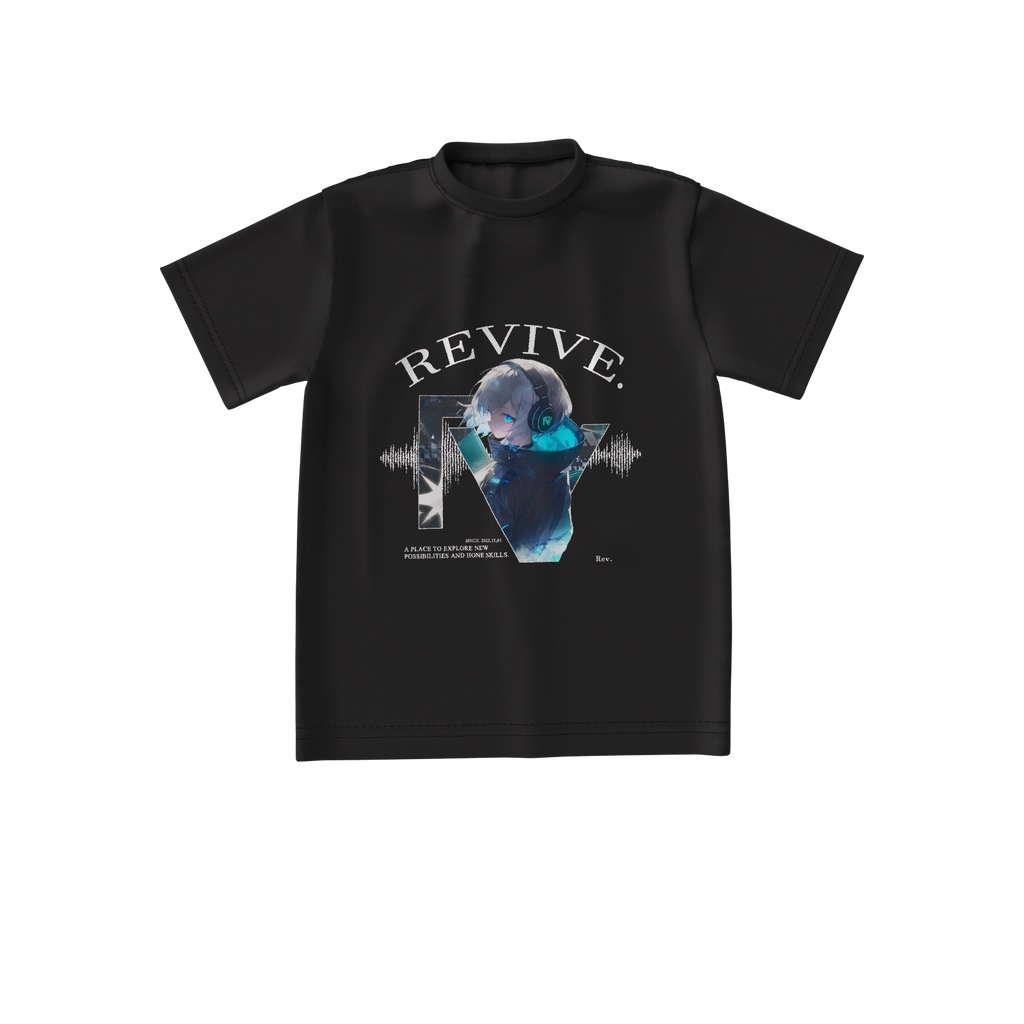 Rev.ちゃん サイバーパンクver.2 ブラック ビッグシルエットTシャツ(両面印刷)