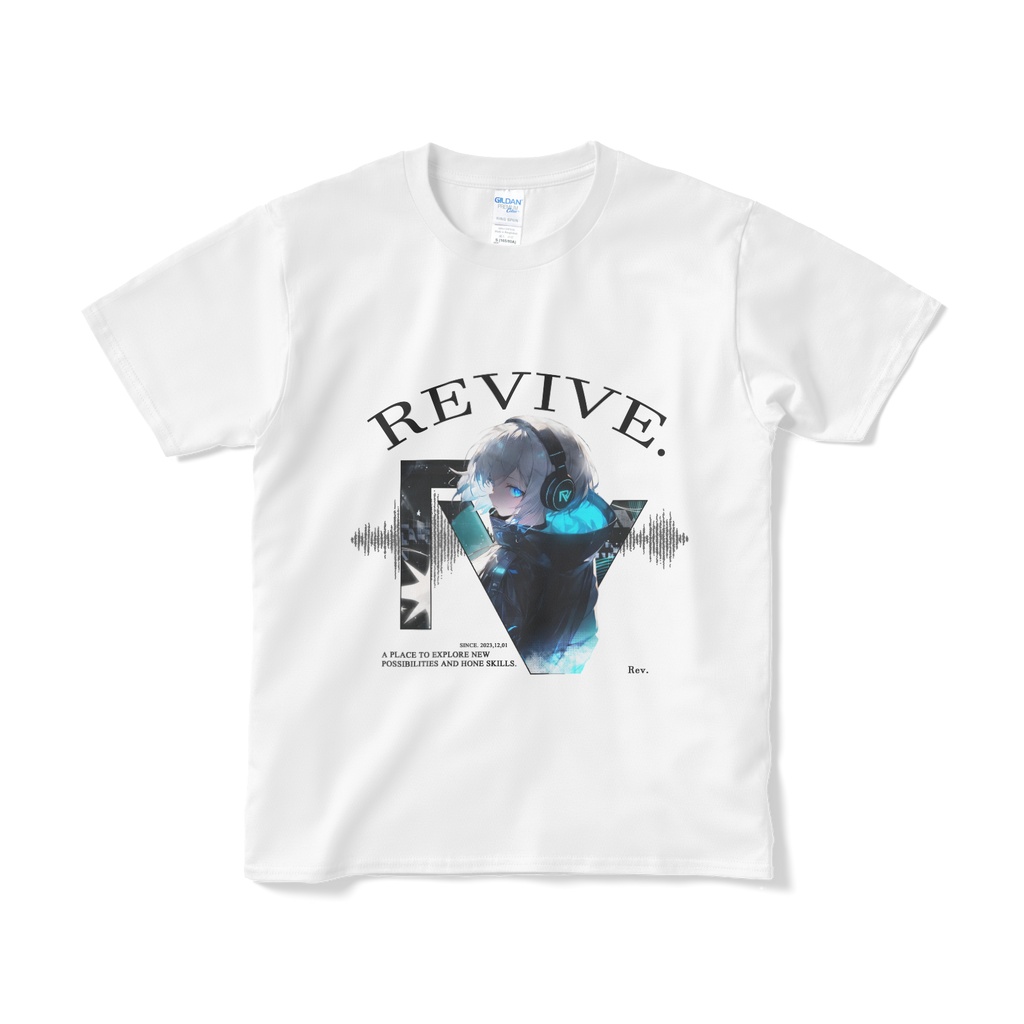 Rev.ちゃん サイバーパンクver.2 ホワイト Tシャツ(両面印刷)