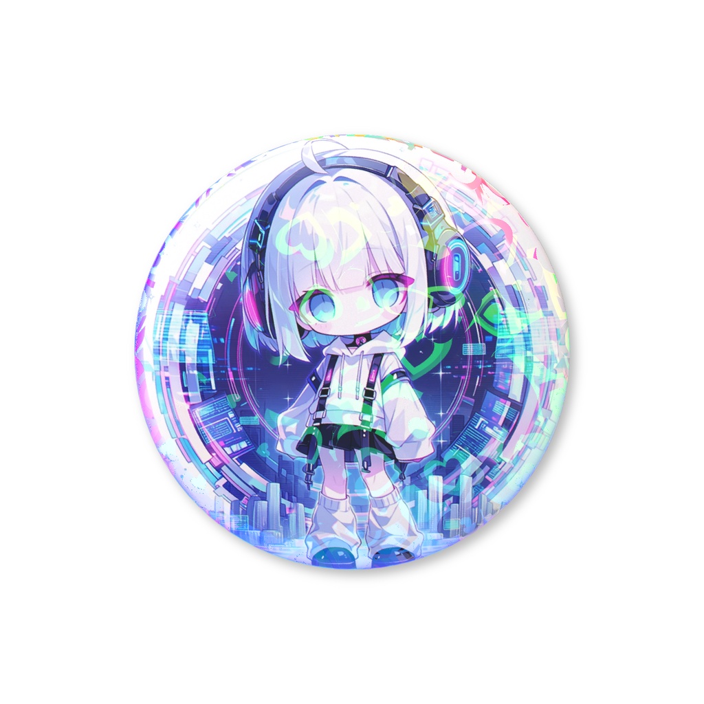 Rev.ちゃん シンプルホログラム缶バッジ ハート柄25mm