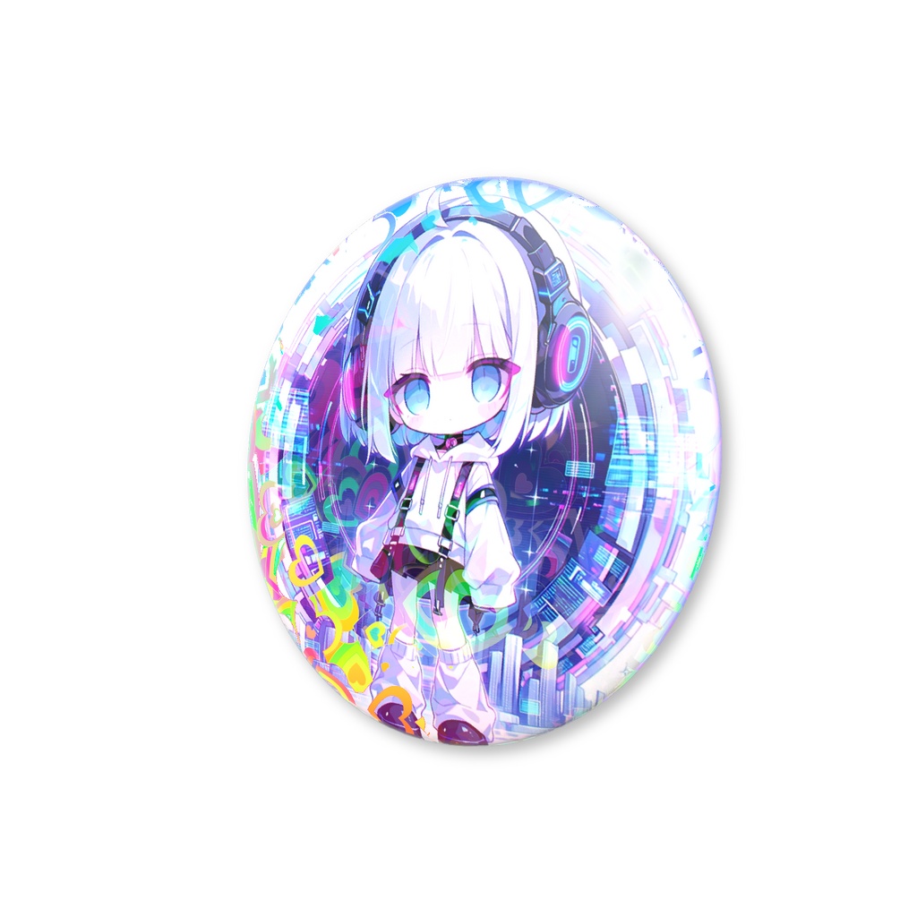 Rev.ちゃん シンプルホログラム缶バッジ ハート柄25mm