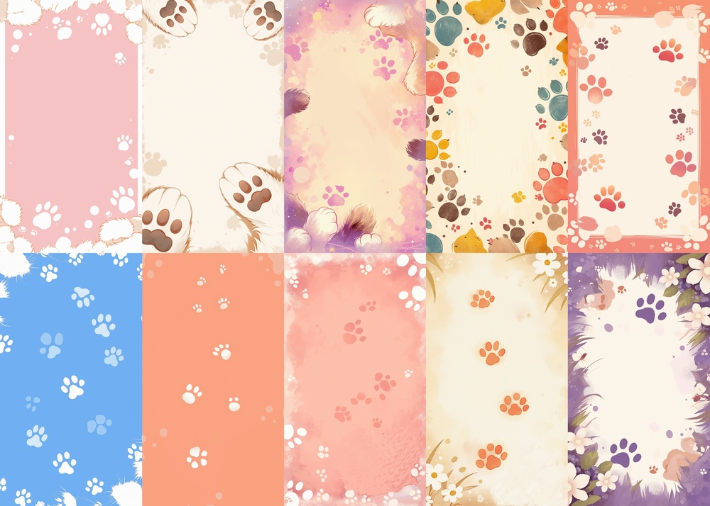 無料　肉球 縦型 スマホ 背景