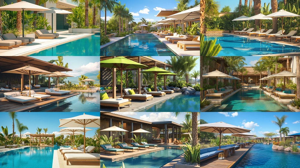 無料　プールサイド 横型　パソコン 背景