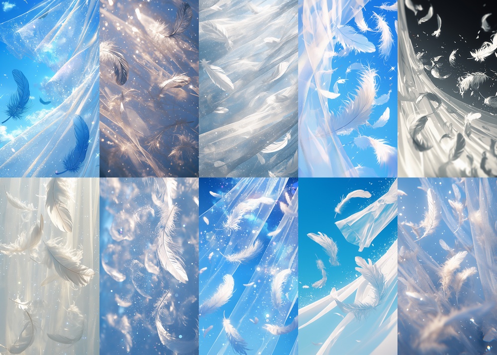 羽根とカーテン 縦型 スマホ 背景