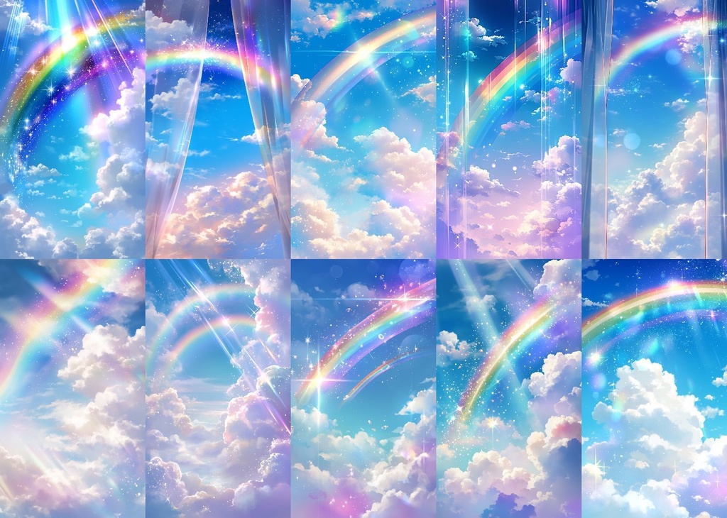 虹と雲 縦型 スマホ 背景 40枚