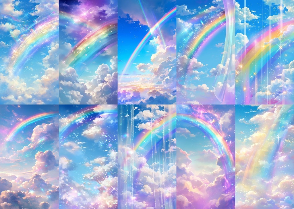 虹と雲 縦型 スマホ 背景 40枚