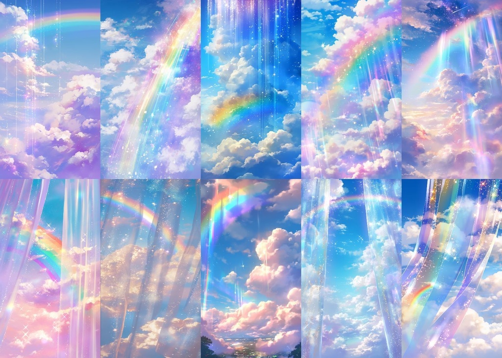 虹と雲 縦型 スマホ 背景 40枚