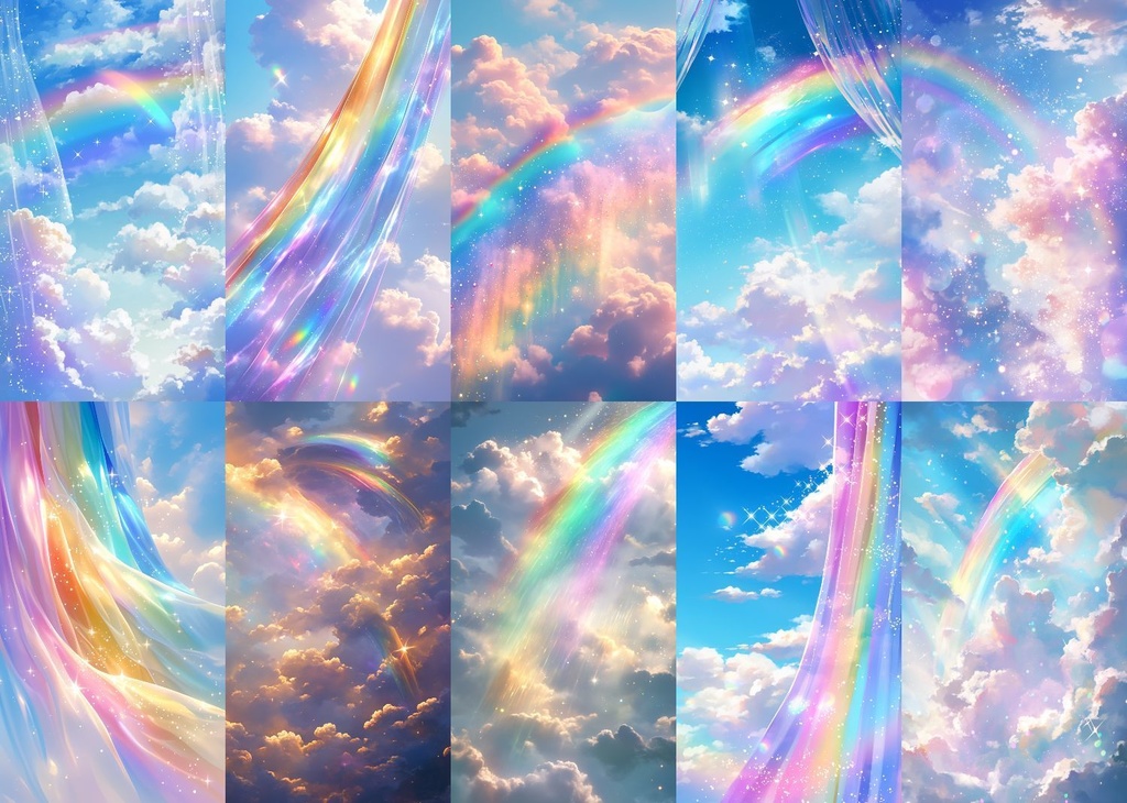 虹と雲 縦型 スマホ 背景 40枚