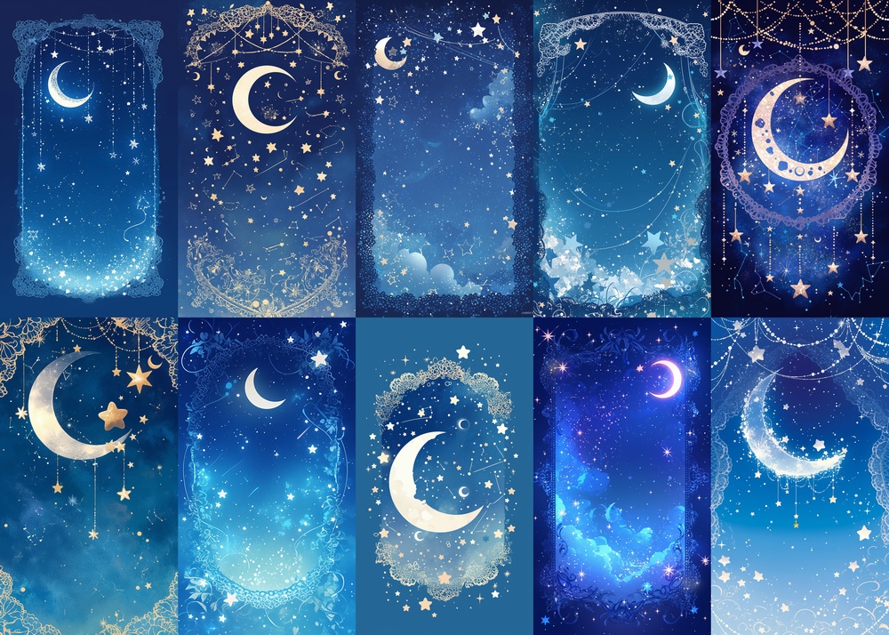 三日月とレース 縦型 スマホ 背景 20枚