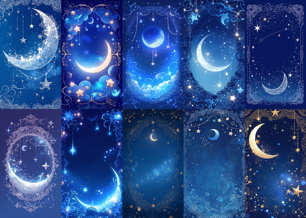 三日月とレース 縦型 スマホ 背景 20枚