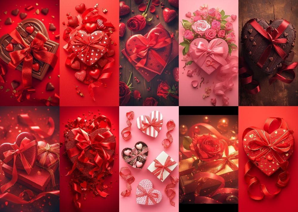 バレンタインデー背景 100枚 スマホ 縦画面