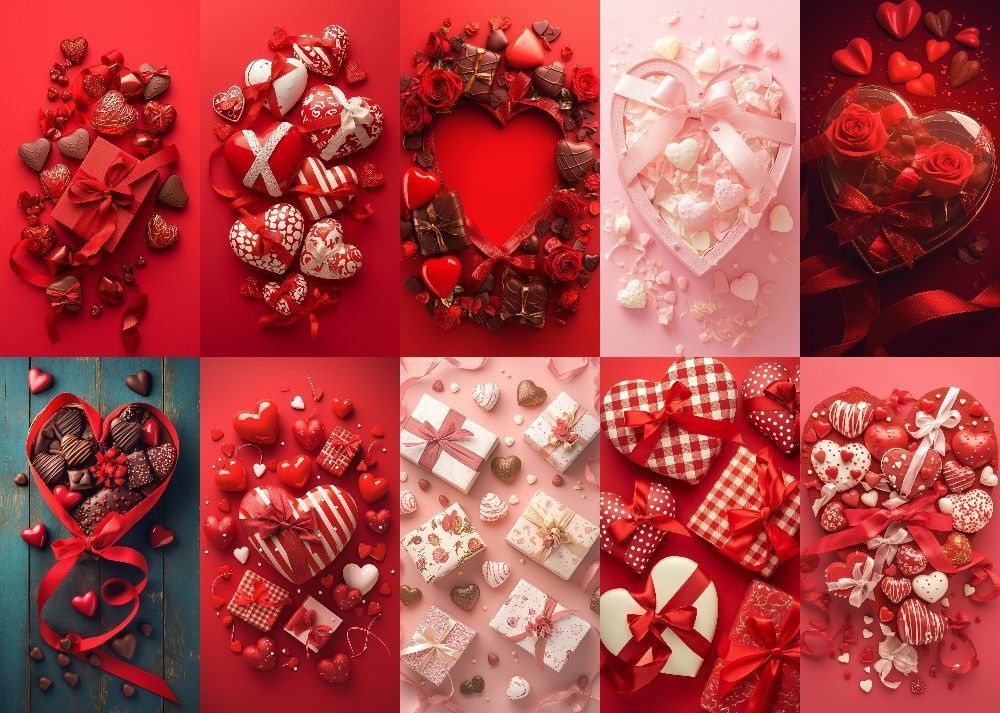 バレンタインデー背景 100枚 スマホ 縦画面