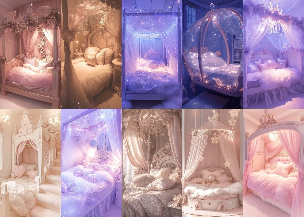 プリンセスベッド 背景 110枚 スマホ 縦画面