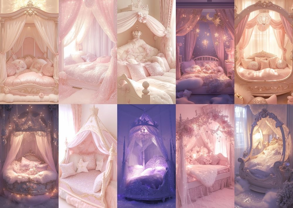 プリンセスベッド 背景 110枚 スマホ 縦画面