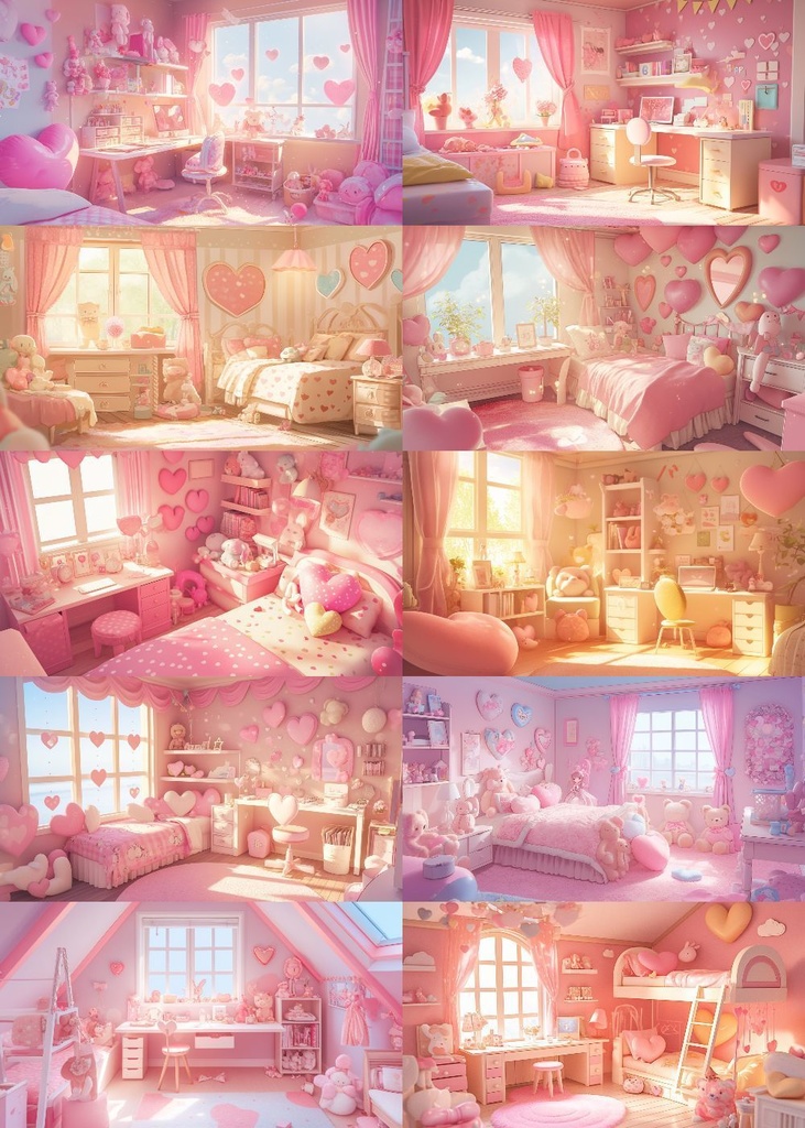 ハートがいっぱいな部屋 背景 16:9 150枚 PC 横画面