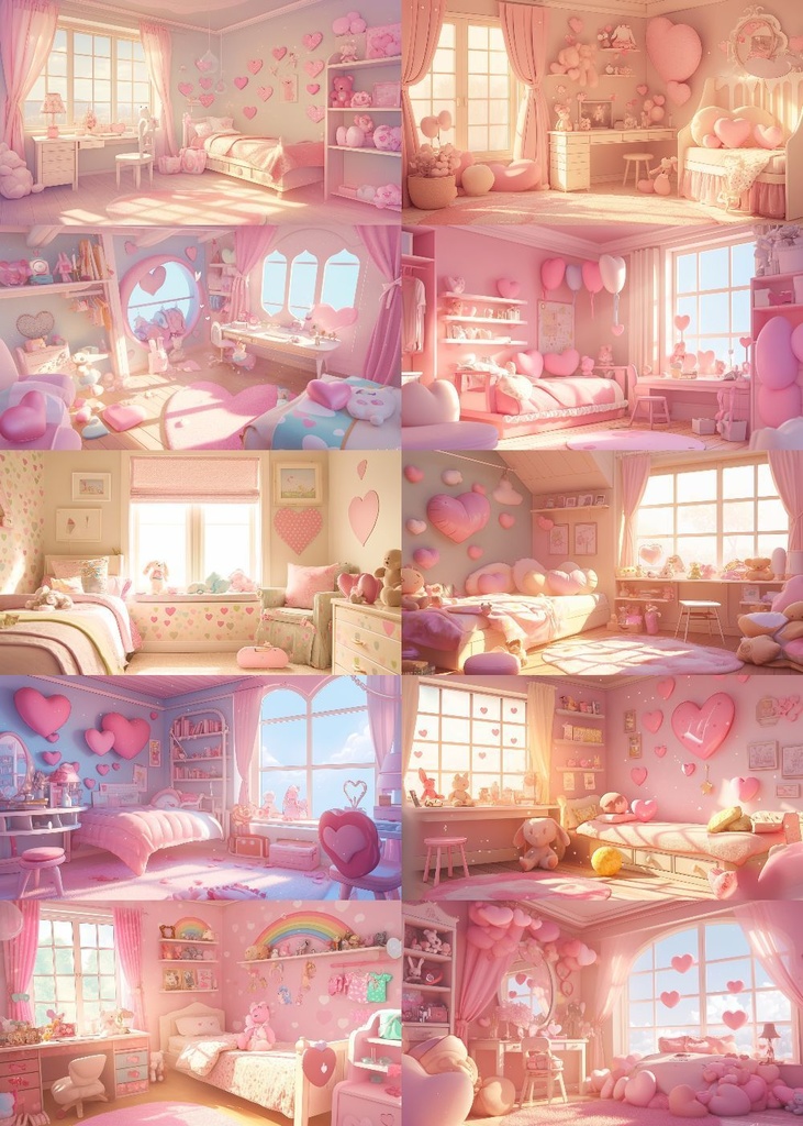 ハートがいっぱいな部屋 背景 16:9 150枚 PC 横画面