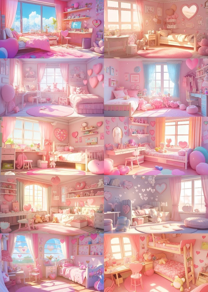 ハートがいっぱいな部屋 背景 16:9 150枚 PC 横画面