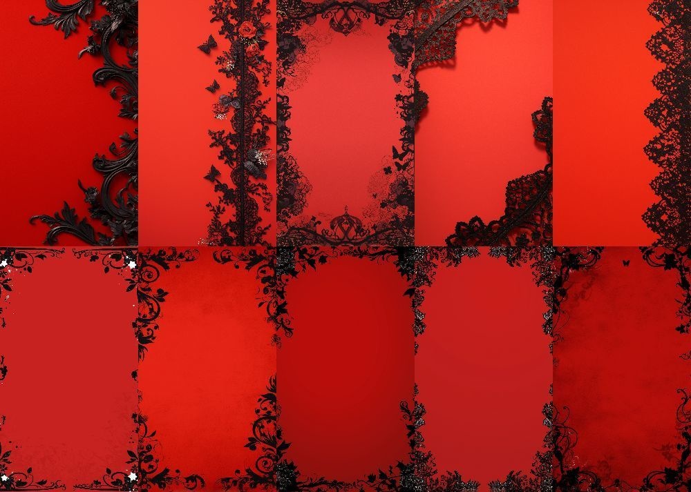 ゴスロリ 背景 赤地 9:16 156枚 スマホ 縦画面