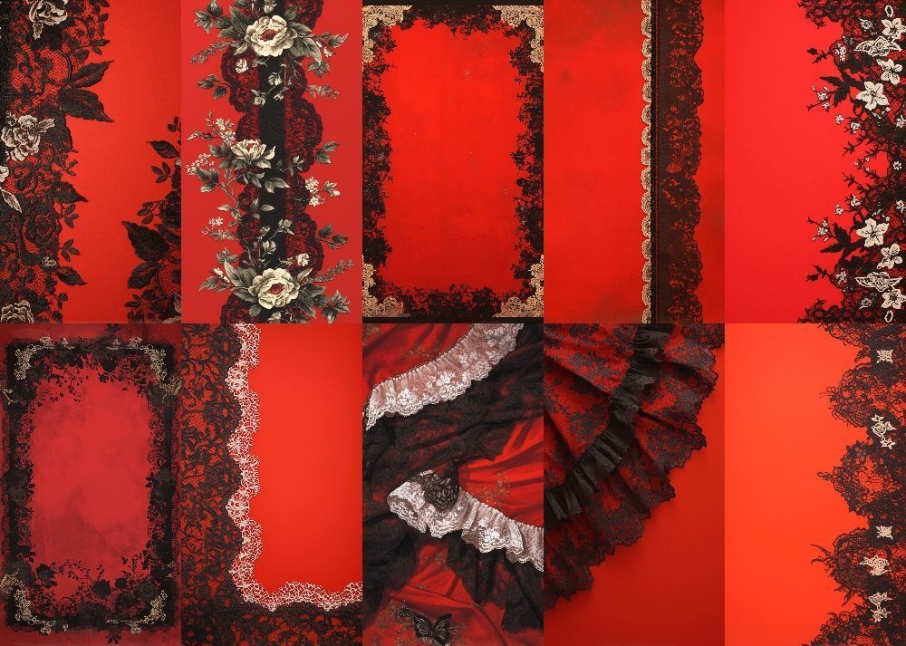 ゴスロリ 背景 赤地 9:16 156枚 スマホ 縦画面