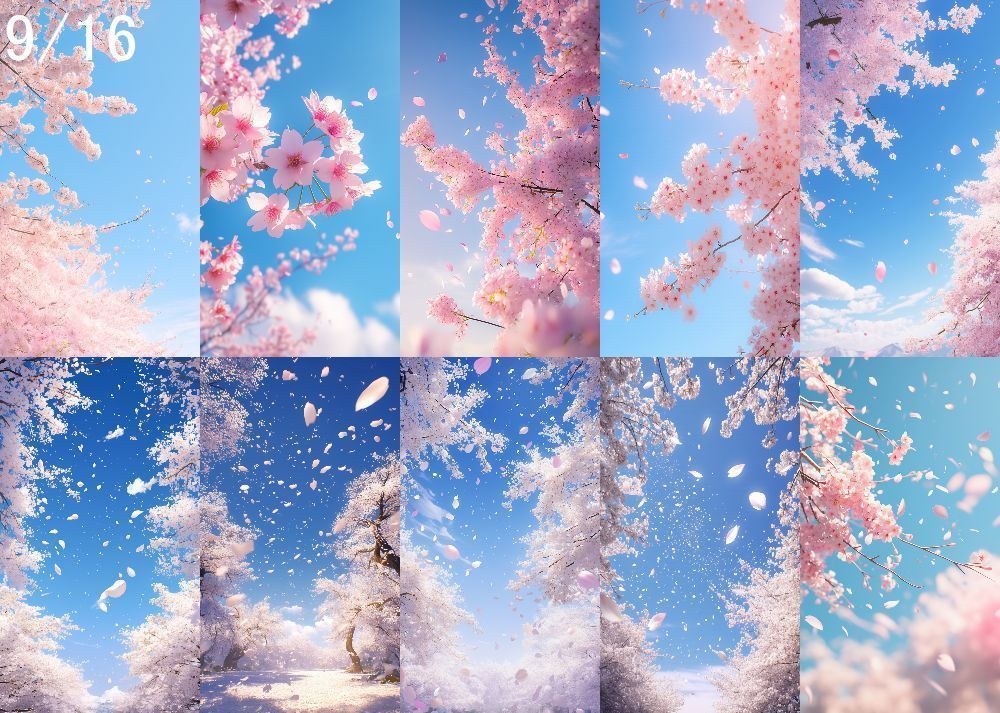 桜吹雪 背景 9:16 121枚 スマホ 縦画面