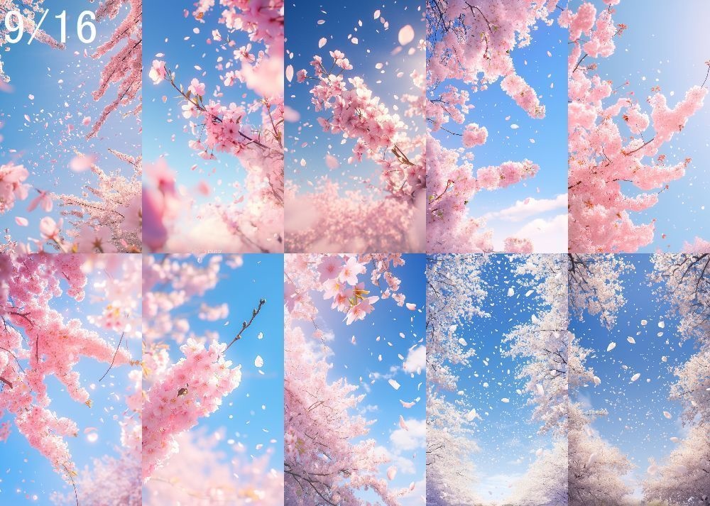 桜吹雪 背景 9:16 121枚 スマホ 縦画面
