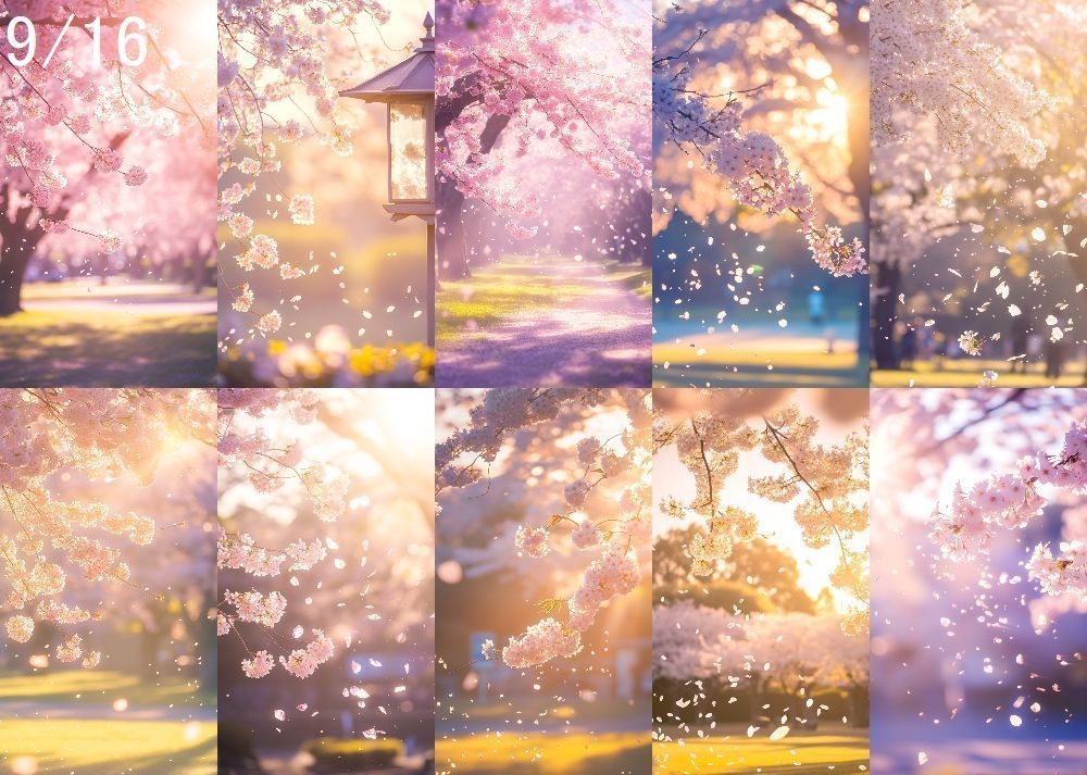 桜吹雪 背景 9:16 121枚 スマホ 縦画面