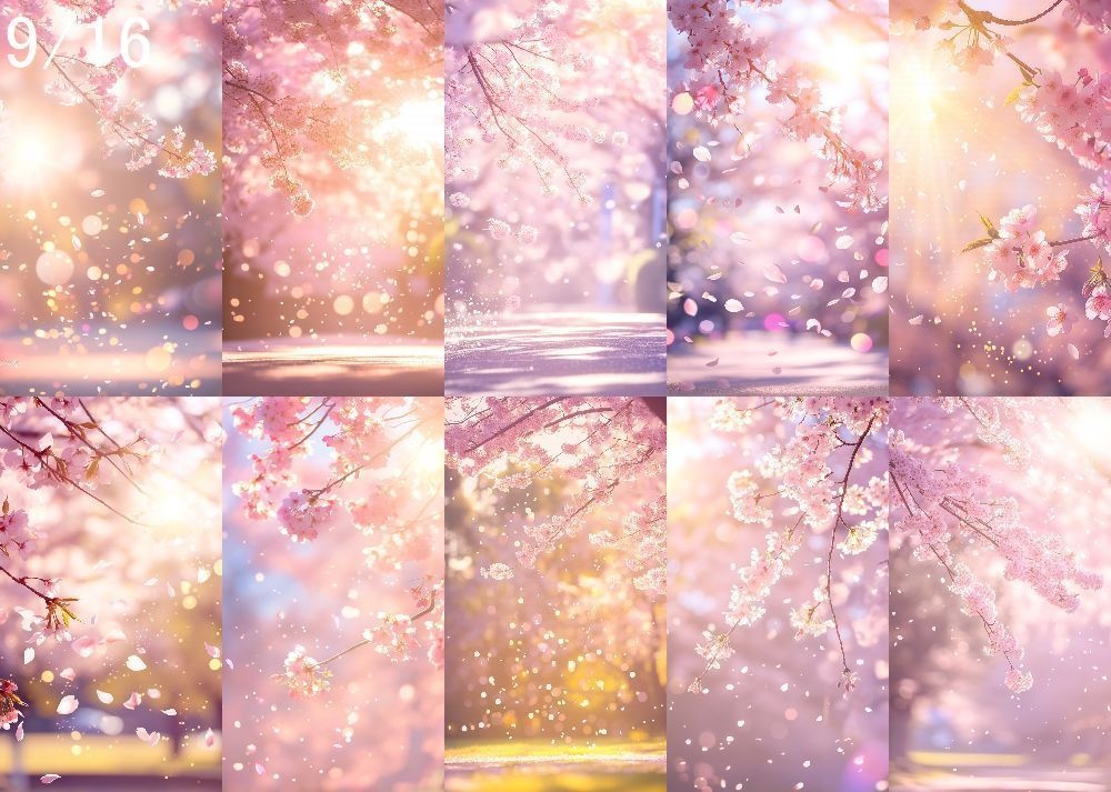 桜吹雪 背景 9:16 121枚 スマホ 縦画面