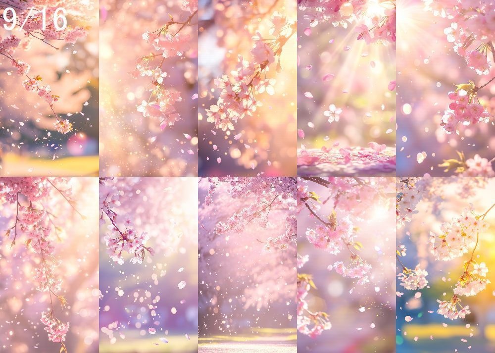 桜吹雪 背景 9:16 121枚 スマホ 縦画面