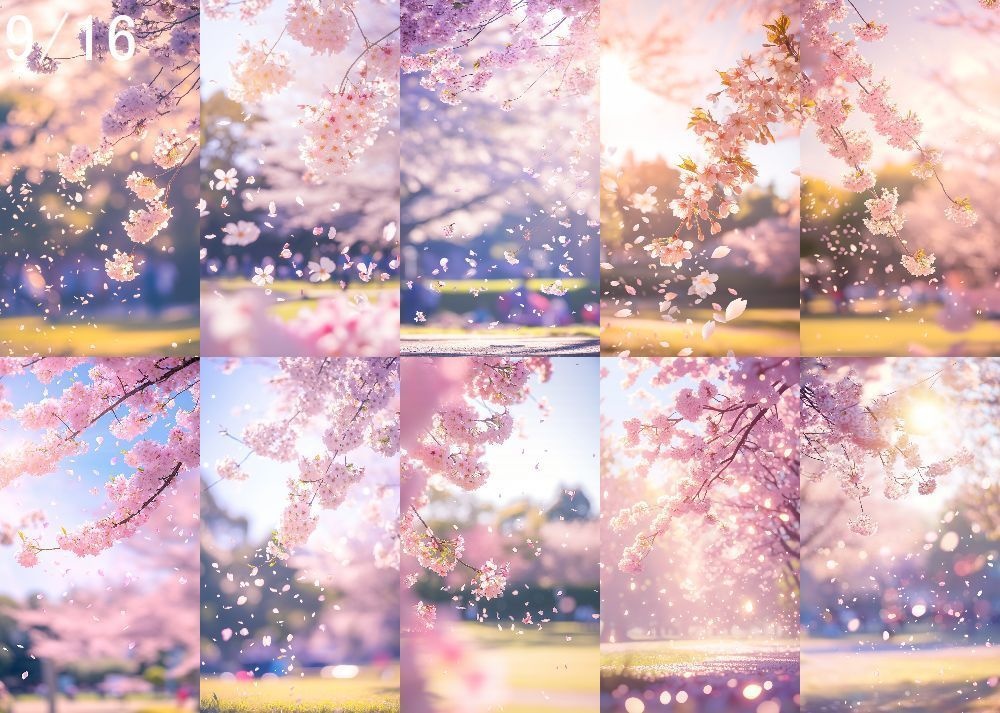桜吹雪 背景 9:16 121枚 スマホ 縦画面