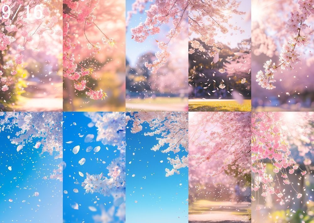 桜吹雪 背景 9:16 121枚 スマホ 縦画面