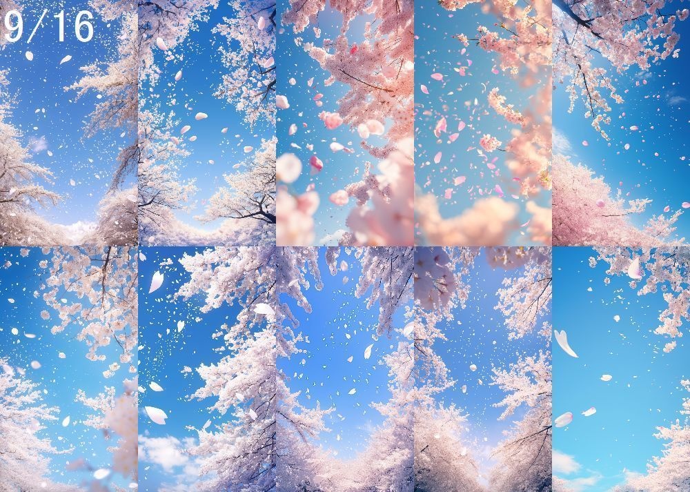 桜吹雪 背景 9:16 121枚 スマホ 縦画面