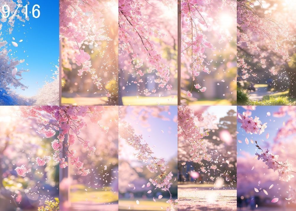 桜吹雪 背景 9:16 121枚 スマホ 縦画面