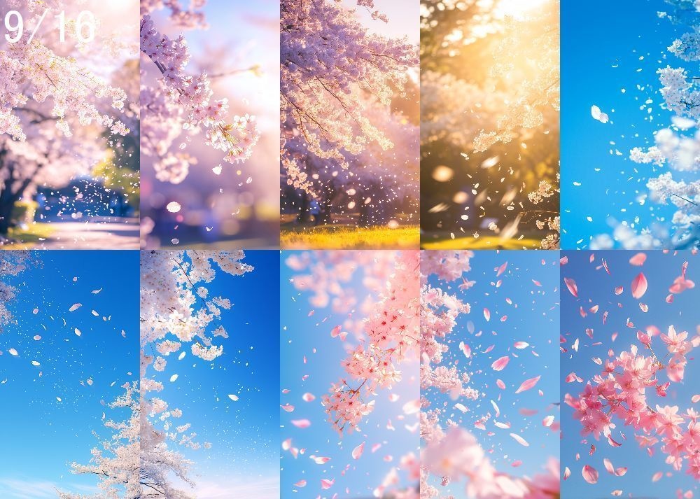 桜吹雪 背景 9:16 121枚 スマホ 縦画面