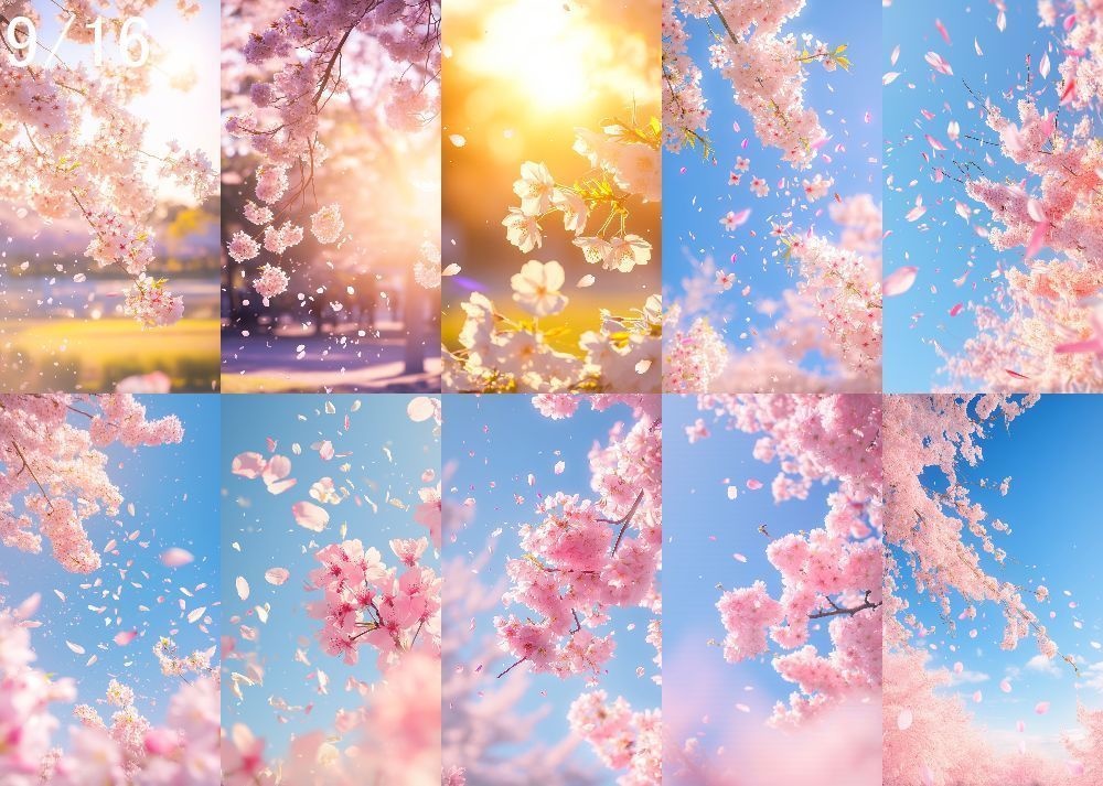 桜吹雪 背景 9:16 121枚 スマホ 縦画面