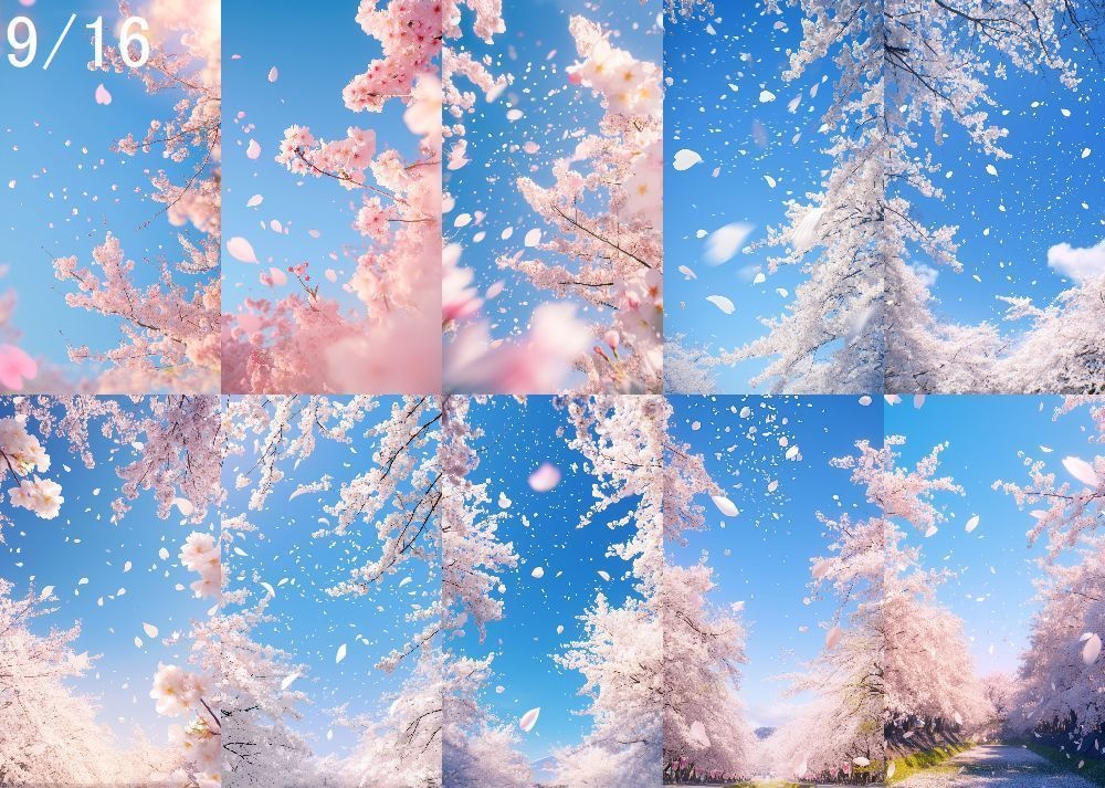 桜吹雪 背景 9:16 121枚 スマホ 縦画面
