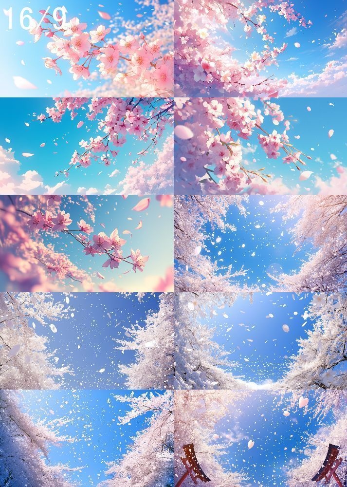 桜吹雪 背景 16:9 140枚 PC 横画面