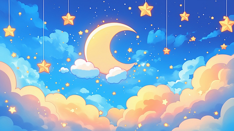 ふわふわ夜空 背景 16:9 141枚 PC 横画面