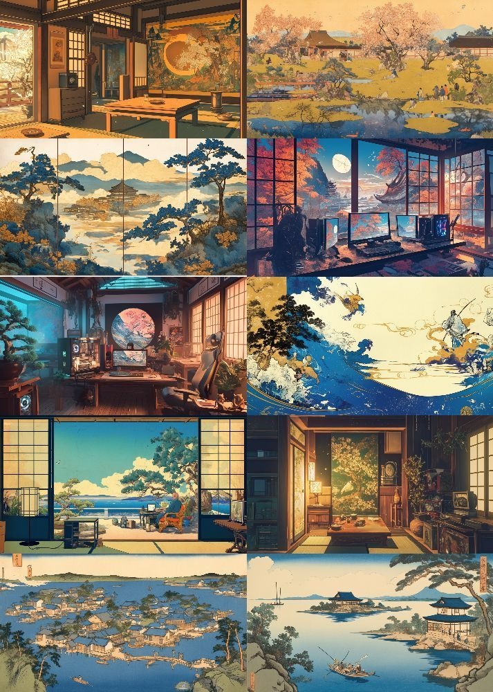 現代風 浮世絵 背景 16:9 221枚 PC 横画面